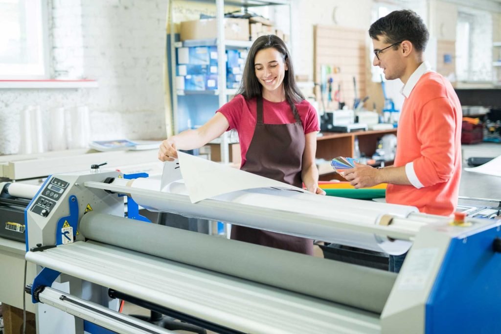 choosing the color for printing at Glenwood print